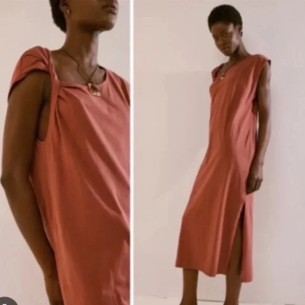 Free People FP Beach DREW Tee Twisted Shoulder Midi Dress Size L NW0T